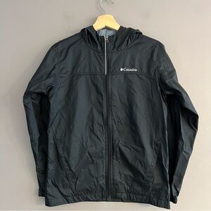 Columbia Boy's Black Hooded Shell Rain Windbreaker Jacket Travel Black L (14/16)